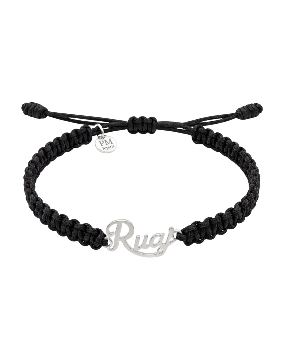 Pulsera RUAJ en plata de ley y macramé negro - Pilar Marulanda